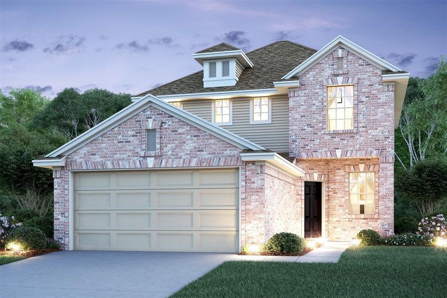 Charming Carlisle II home design by K. Hovnanian® Homes with elevation C in beautiful The Landing at New Caney. (*Artist rendering used for illustration purposes only.)