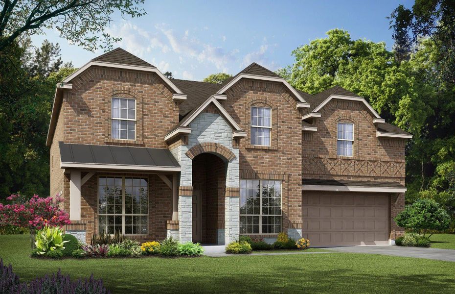 Elevation C with Stone | Concept 3135 at Oak Hills in Burleson, TX by Landsea Homes