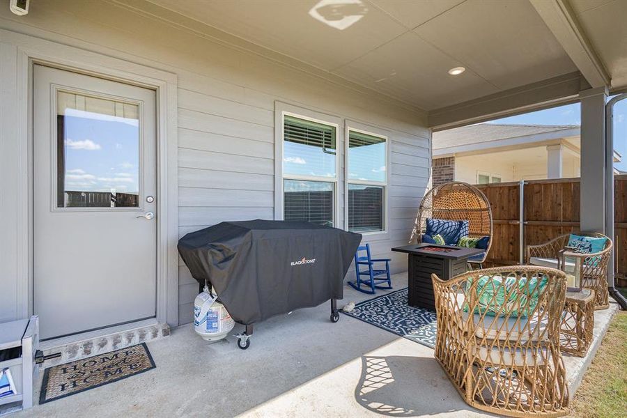 View of patio featuring grilling area