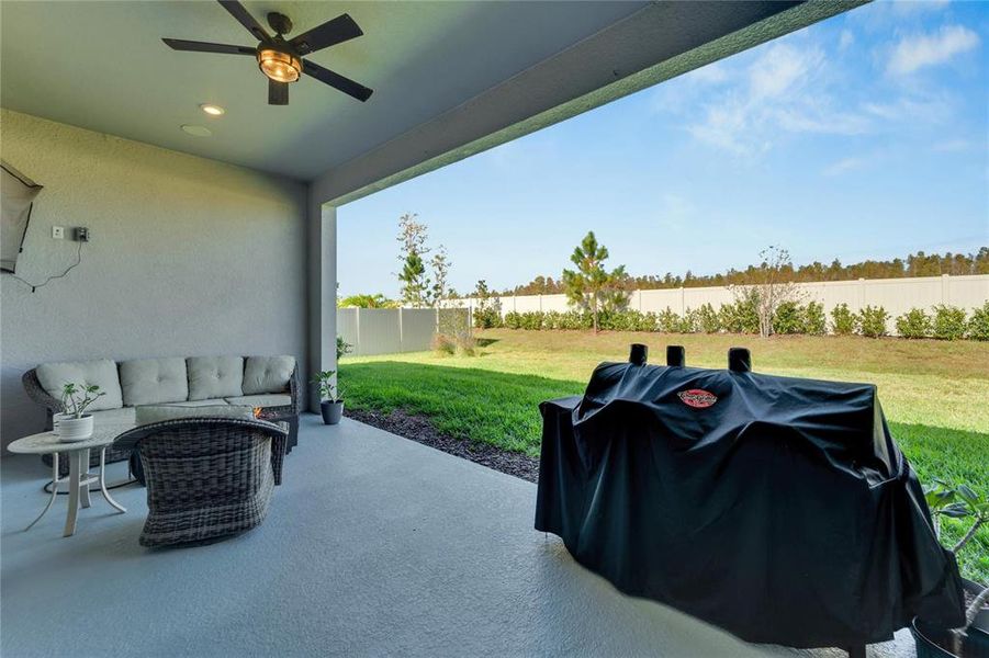 Covered patio with pre-wire for hanging TV