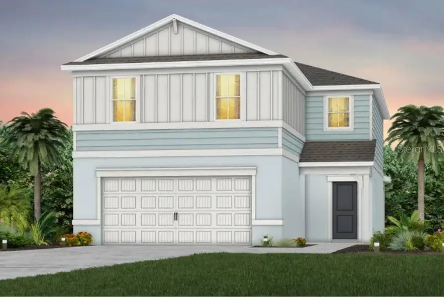 Coastal Exterior Design. Artistic rendering for this new construction home. Pictures are for illustrative purposes only. Elevations, colors and options may vary.