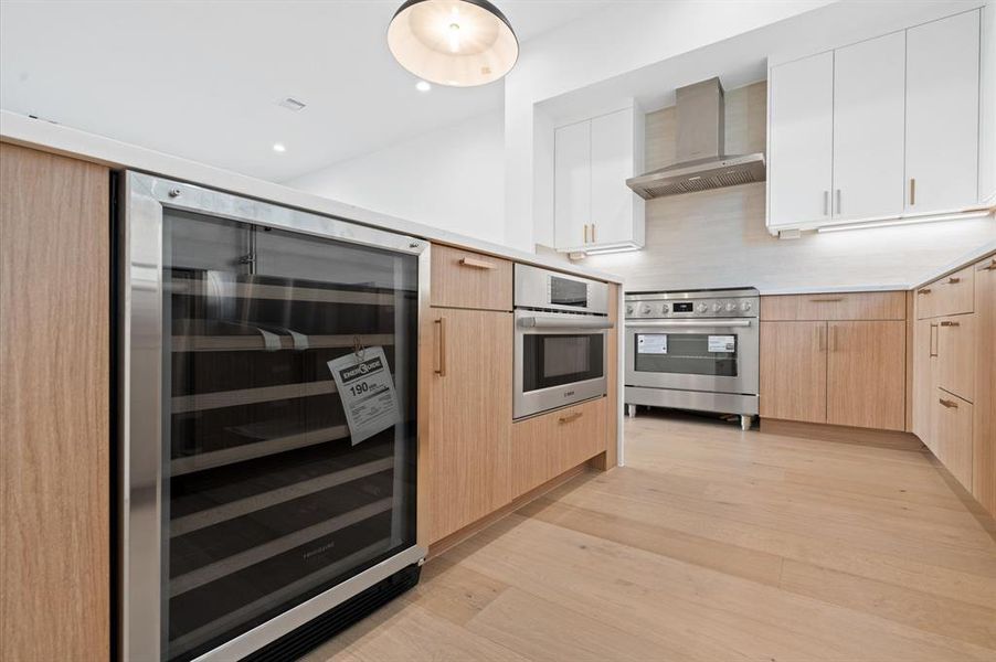 Wine fridge under island