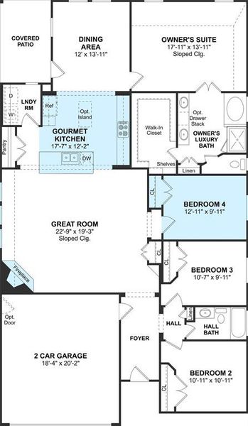 The Juniper II floor plan by K. Hovnanian® Homes. 1st Floor shown. *Prices, plans, dimensions, features, specifications, materials, and availability of homes or communities are subject to change without notice or obligation.