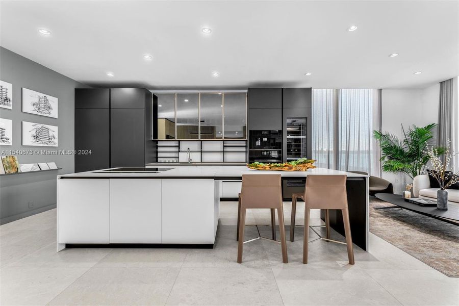 Sales center model kitchen with Poliform cabinetry