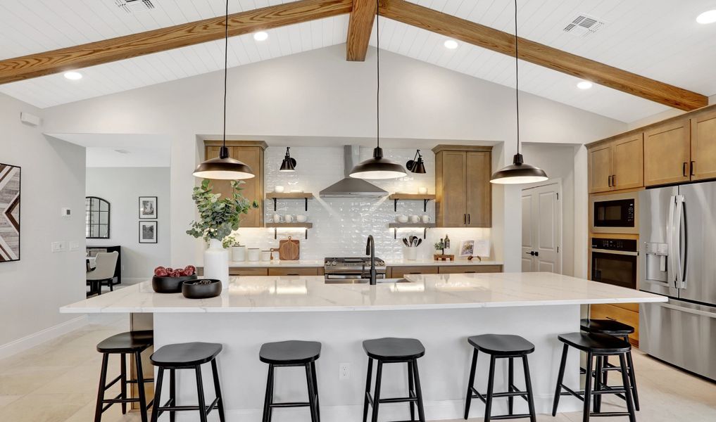 Floating shelves in kitchen