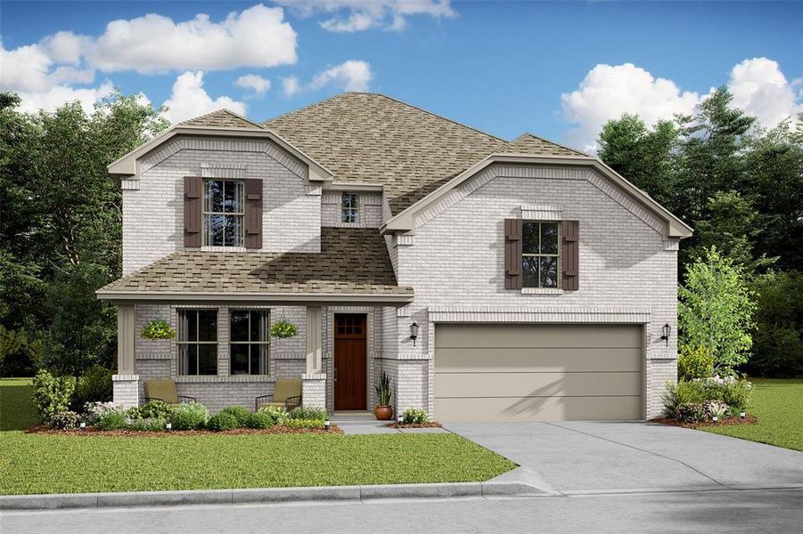 Stunning Omaha home design with elevation TA built by K. Hovnanian Homes in beautiful Centennial Oaks. (*Artist rendering used for illustration purposes only.)