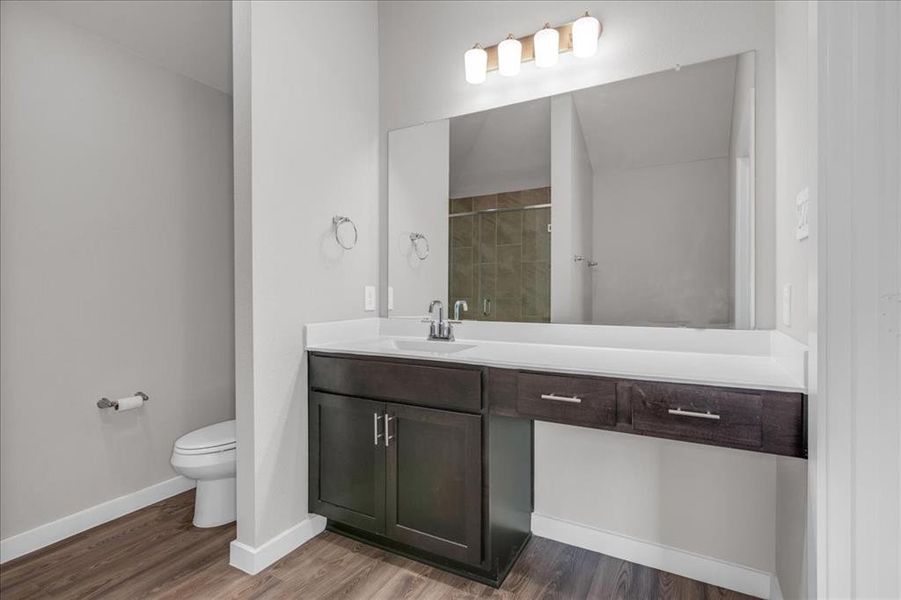 Large vanity area in primary bath