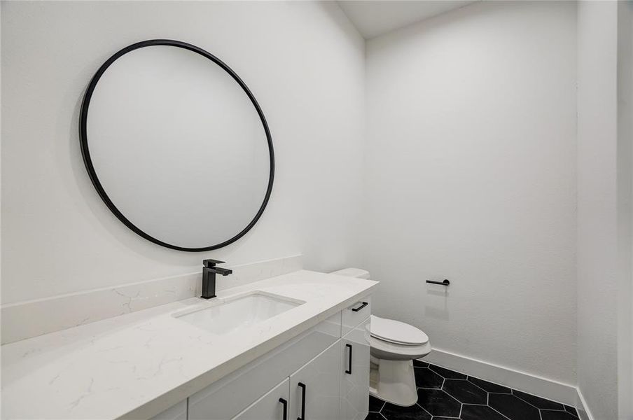 Large half bathroom is perfect for your guest