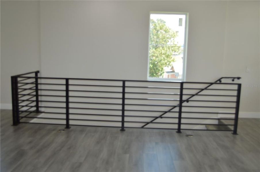 Upstairs railing and floor outlets