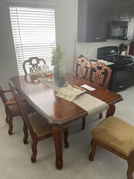 View of tiled dining room