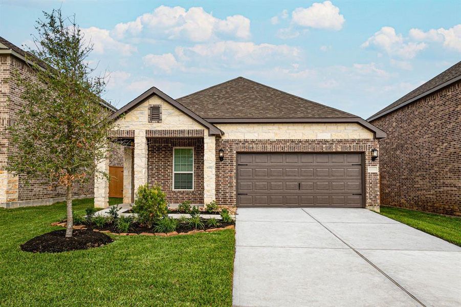 This home has a beautiful floorplan with great curb appeal and front yard landscaping. It comes with a two-car garage which has upgraded carriage lights for safety and security at night.