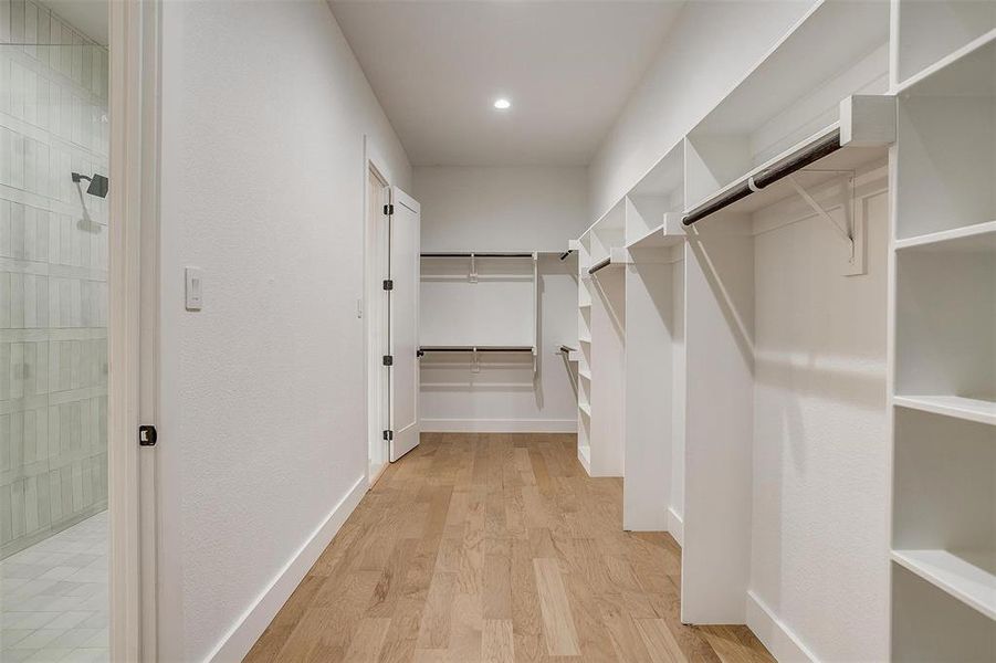 Walk in closet featuring light hardwood / wood-style floors