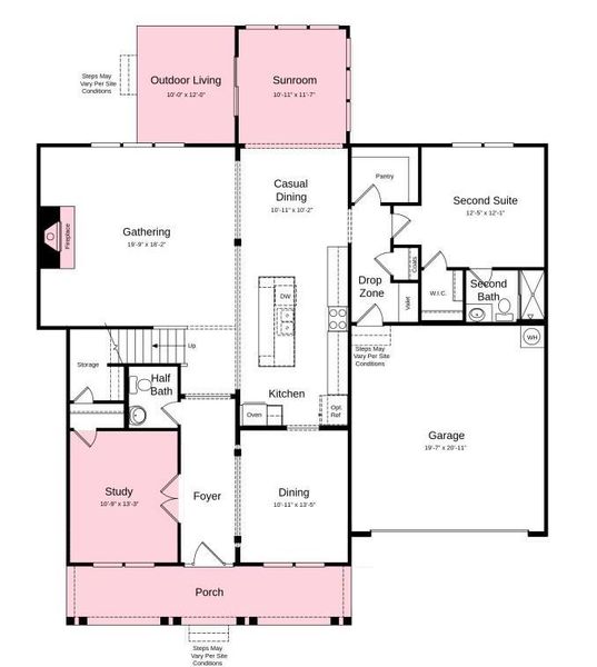 Structural options added include: study, sunroom, gourmet kitchen, fireplace, additional windows, ledge in owner's shower, walk-in shower at bath 3.