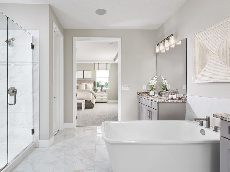 Morning routines are a breeze in this stunning master bath.