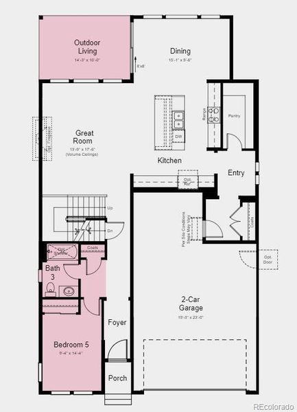 Structural options include: Bedroom 5 with bath 3, 9' full unfinished basement, and outdoor living