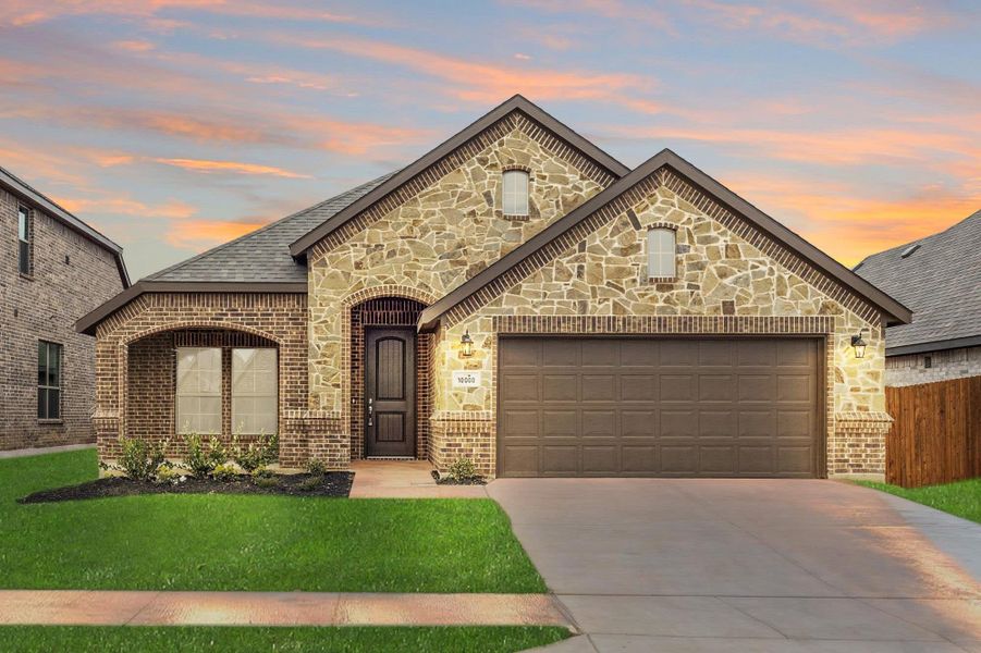 Elevation C with Stone | Concept 1849 at Silo Mills - Select Series in Joshua, TX by Landsea Homes