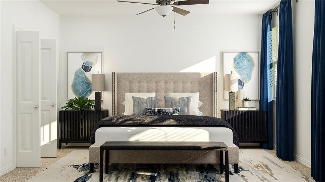 Bedroom featuring ceiling fan