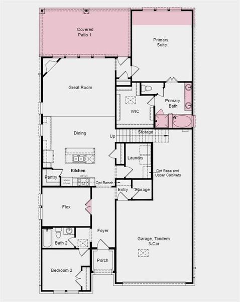 Structural options added: Extended Primary Suite and Covered Patio, Double Doors at Flex Room, Media Room, 4th Bath Added, and Slide in Tub in Primary Bath.