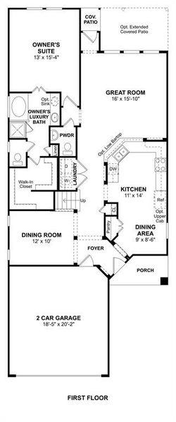 The Wilmington II floor plan by K. Hovnanian® Homes. 1st Floor shown. *Prices, plans, dimensions, features, specifications, materials, and availability of homes or communities are subject to change without notice or obligation.