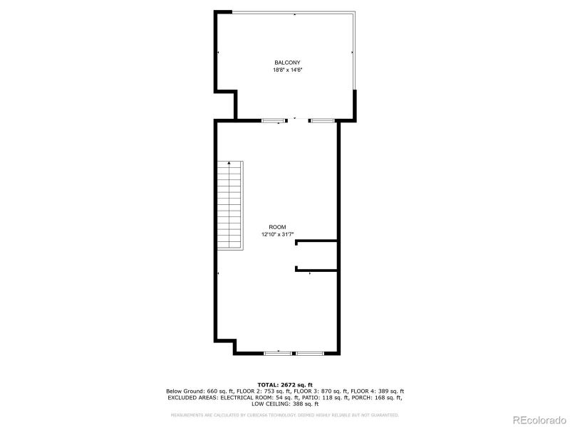 3rd Level floor plan with approximate dimensions