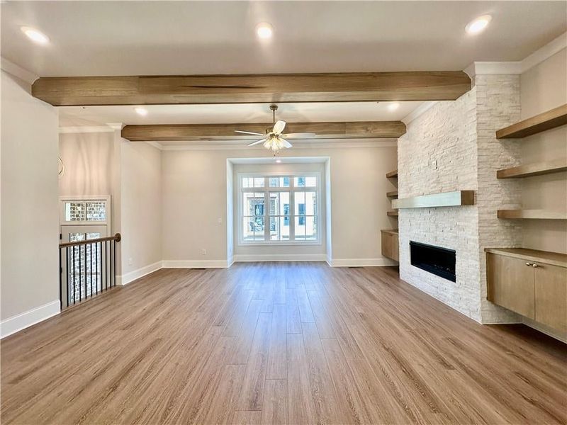 Beautiful bay window allows for natural light to shine in living room