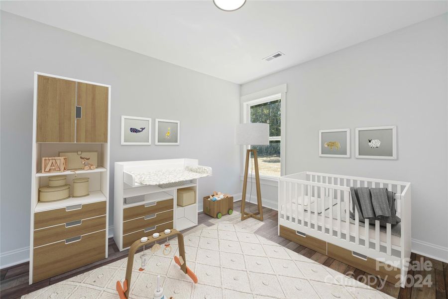 Second Bedroom with vinyl plank floor.