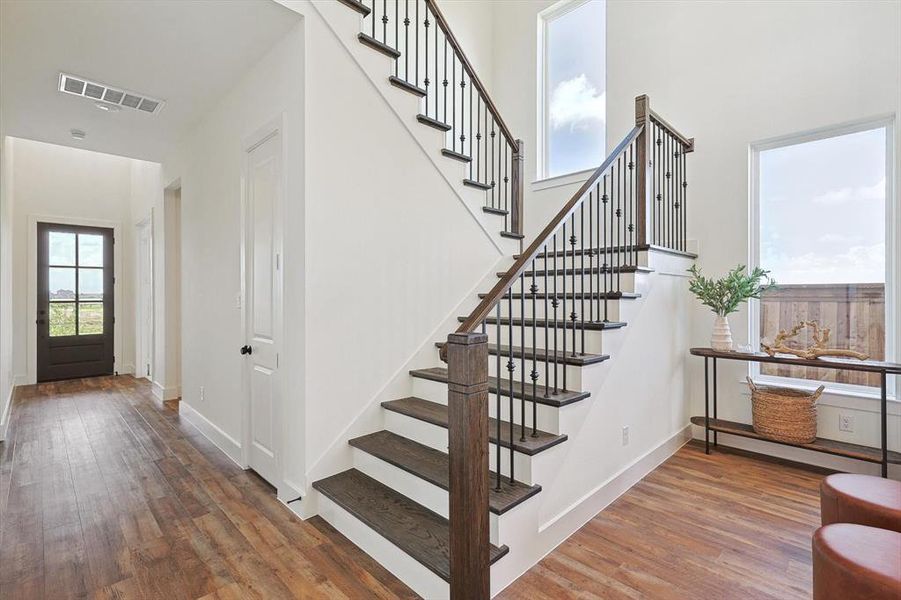 Stairs with wood-type flooring