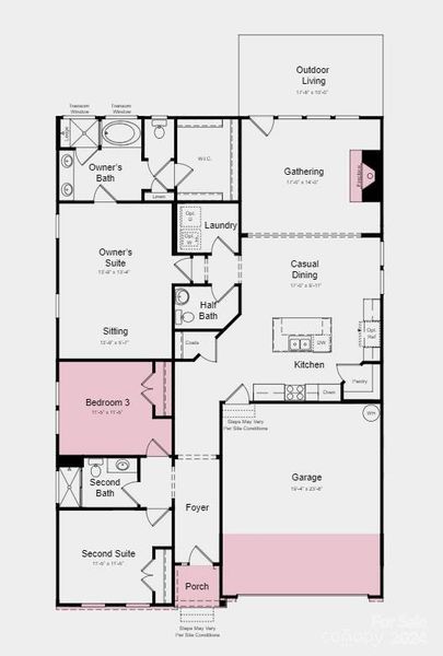 Structural options added include: secondary bedroom in lieu of flex room, fireplace, 4 foot garage extension.