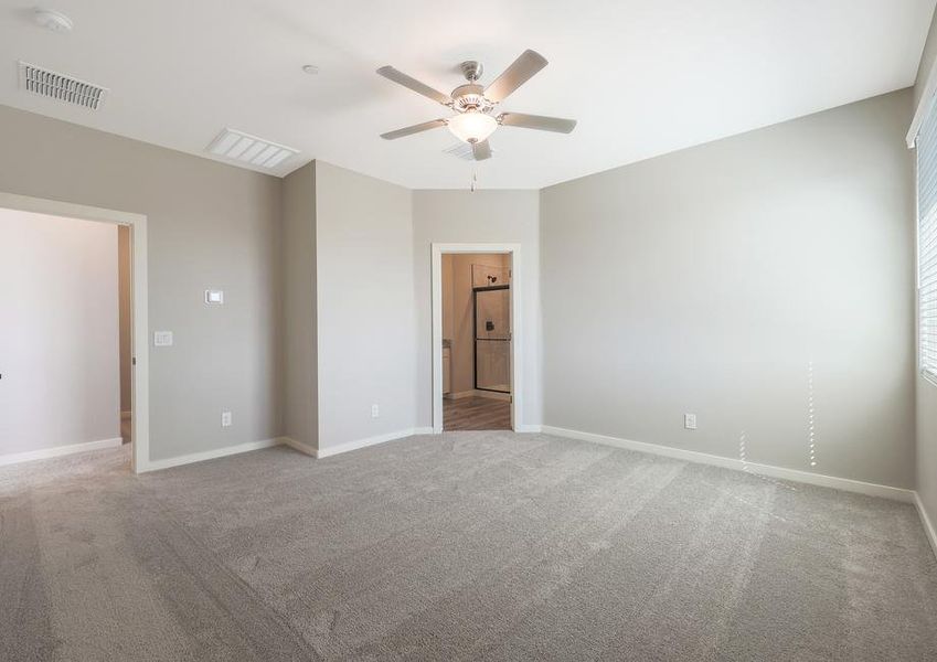 The master bedroom has a connected bathroom and walk-in closet.