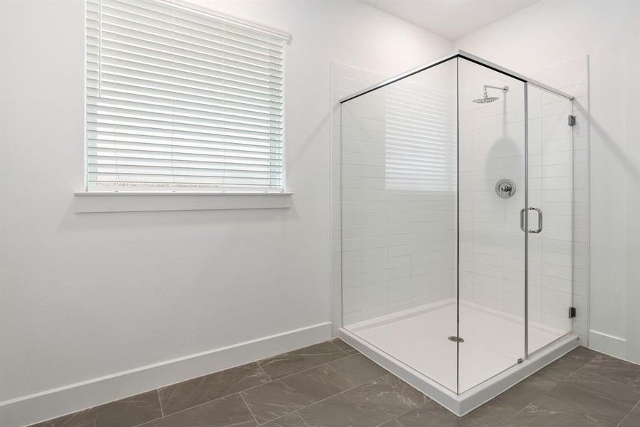 Space next to shower to make it your own, great for dresser or makeup vanity.