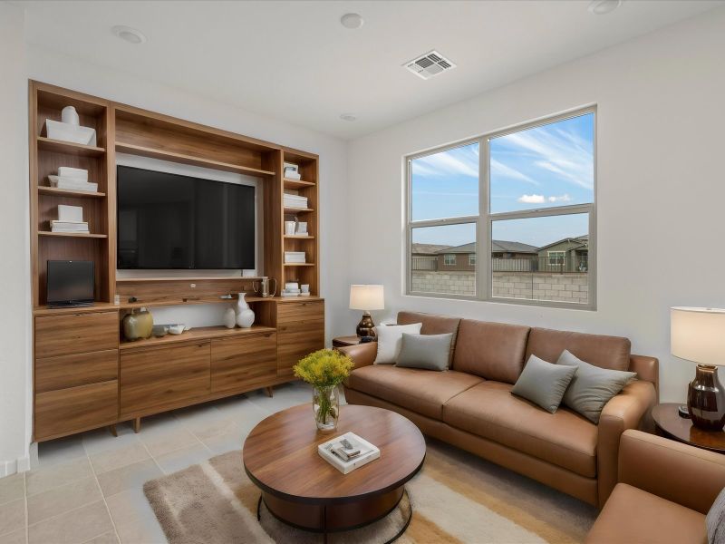 Virtual Rendering of Living Room in the Onyx Floorplan