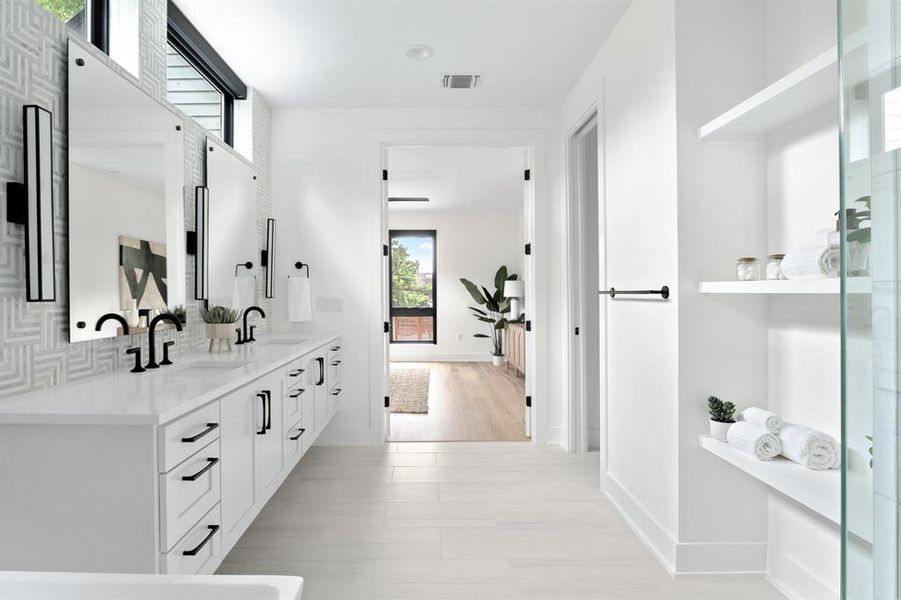 primary bathroom - duel vanity - soaking tub - grande shower