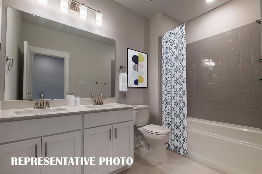 Friends and family will love this elegantly finished guest bath.  REPRESENTATIVE PHOTO VIRTUALLY STAGED