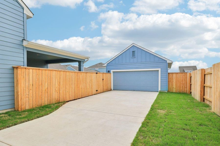 Driveway and detached garage