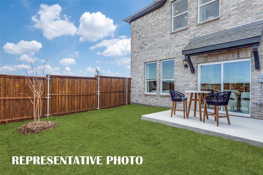 Our Sweetwater plan features the 'impossible to find' fenced back yard space....perfect for kids and pets!  REPRESENTATIVE PHOTO
