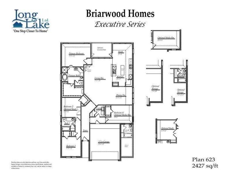 Plan 623 features 4 bedrooms, 3 full baths, and over 2,400 square feet of living space.