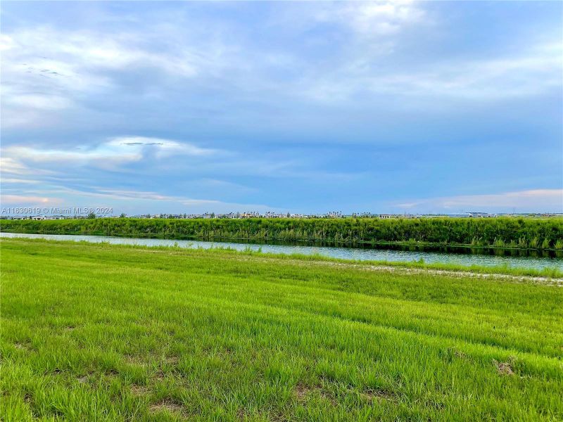 Backyard and canal view from the back yard