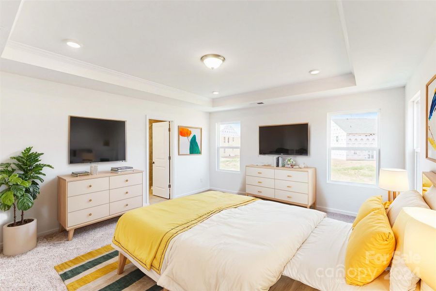 Owners bedroom shown with virtual staging