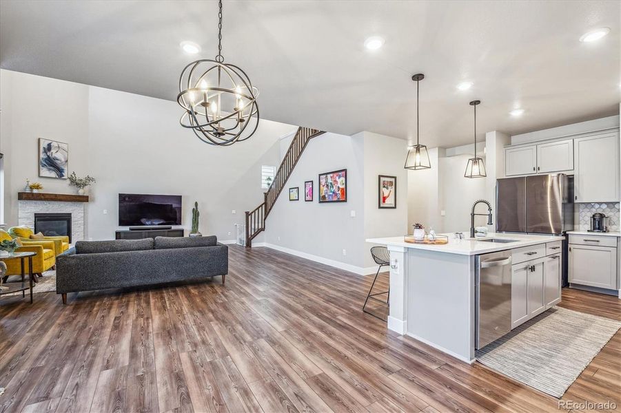 Dining space opens to great room