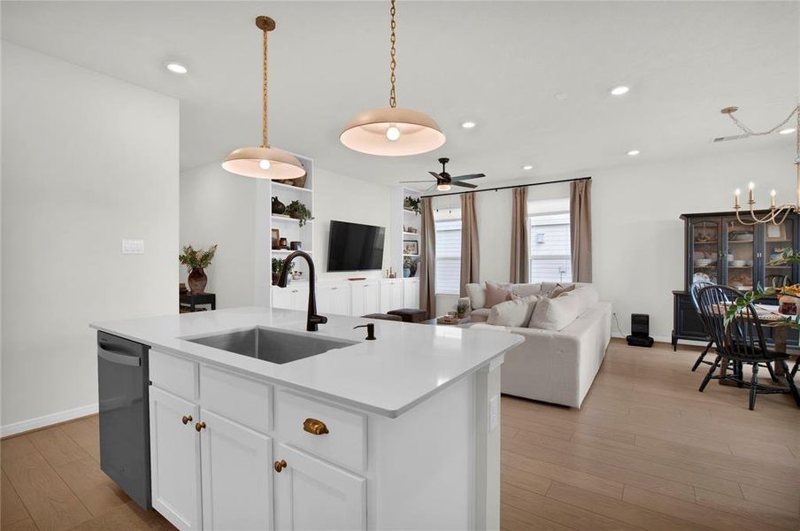 Kitchen overlooking the living room.