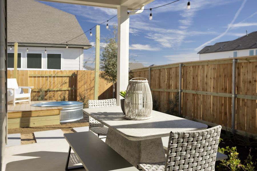 Covered Patio | Rebecca at Lariat in Liberty Hill, TX by Landsea Homes