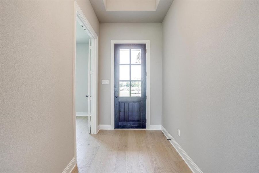 Entryway featuring light wood-type flooring