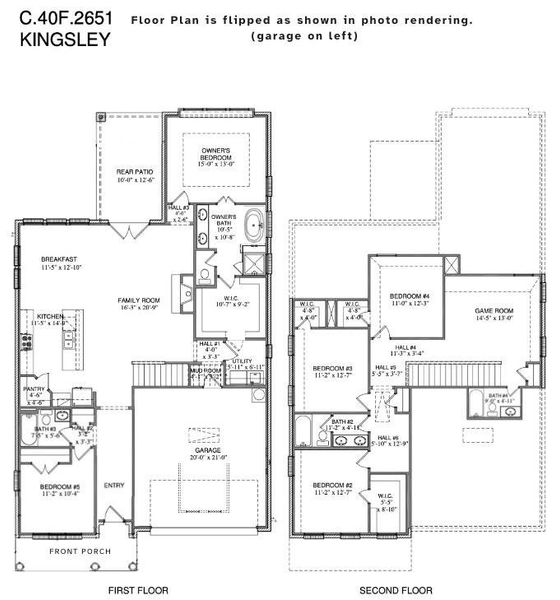 Floor plan - *Including but not limited to, Floor plan, rendering, design, selections, specifications, etc. are subject to changes made by Village Homes. Actual home is different from rendering included herein.