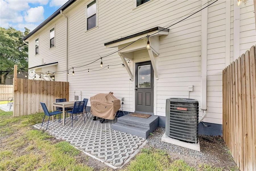 Back yard with privacy panel