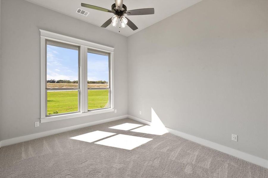 Spare room featuring a healthy amount of sunlight and carpet flooring