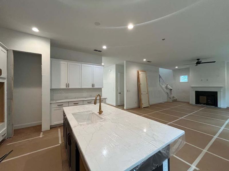 Kitchen View to Family Room Construction Progress