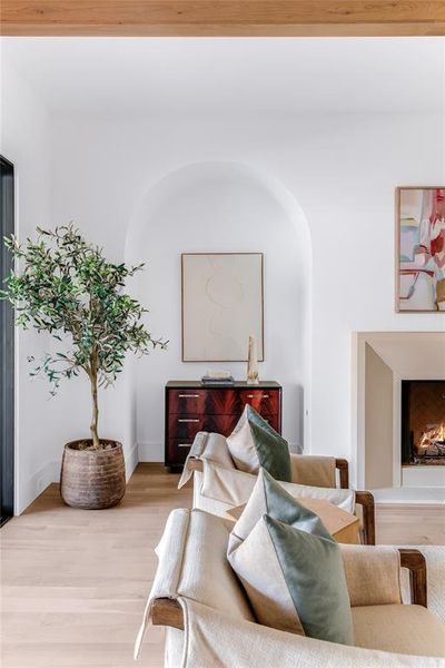 Bedroom with light hardwood / wood-style floors