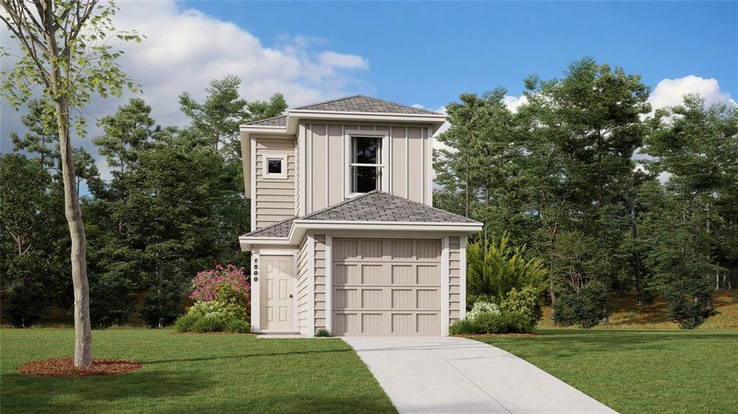 View of front of property featuring a front yard