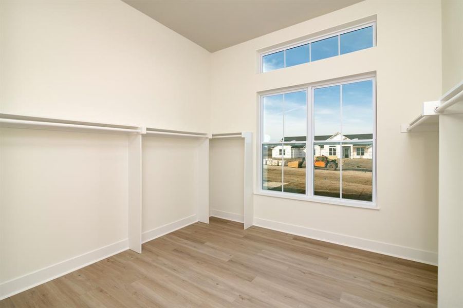 Walk in closet featuring light hardwood / wood-style flooring