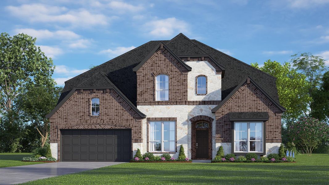 Elevation B with Stone | Concept 3473 at Oak Hills in Burleson, TX by Landsea Homes